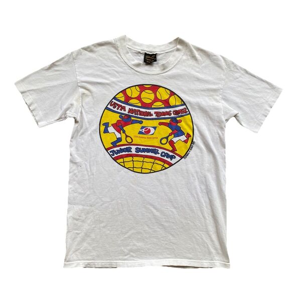 Vintage USTA Tennis Center Camp T Shirt Karen Perez Haring Style Medium - Picture 1 of 9